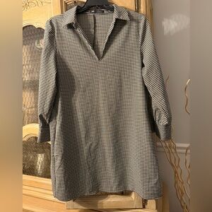 Zara Classic Black and White XL Checkered Dress